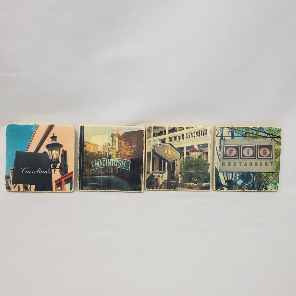 Set of 4 Carolina Restaurant Coasters Signed & Numbered by Cindy Ellsworth 4"